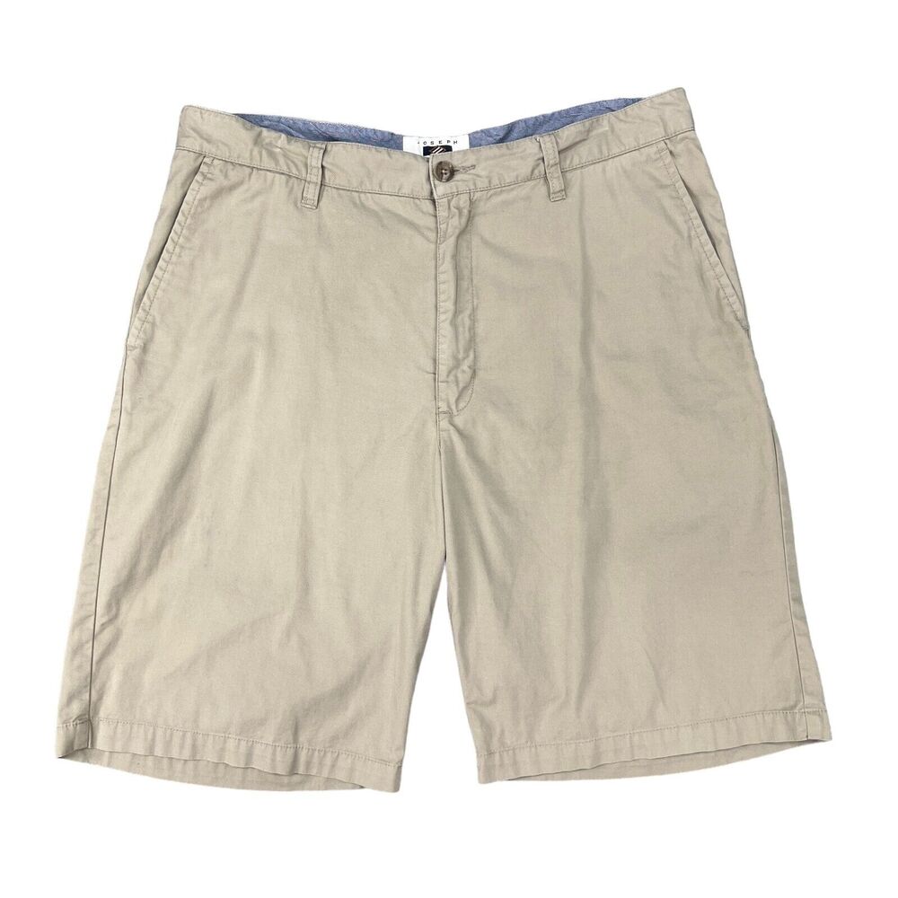 Joseph Abboud Shorts Mens 36 Beige Cotton Flat Front Mid Rise Golf Chino Walking